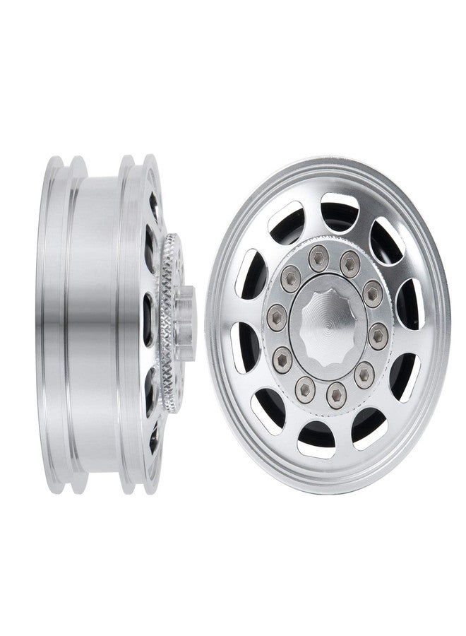 Que-T 2pcs Metal Front Beadlock Wheel Rims Wheel Hubs for 1: 14 Tamiya RC Climbing Trailer Cargo Truck - Image 5